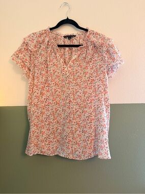 Zac & Rachel Pink Floral Flutter Sleeve Blouse